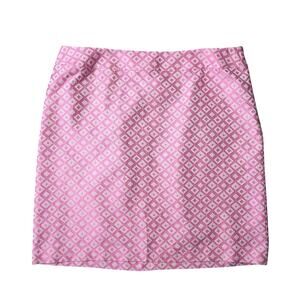 Real Clothes Salon Z Pink Geometric Cotton Jacquard Skirt Size 18